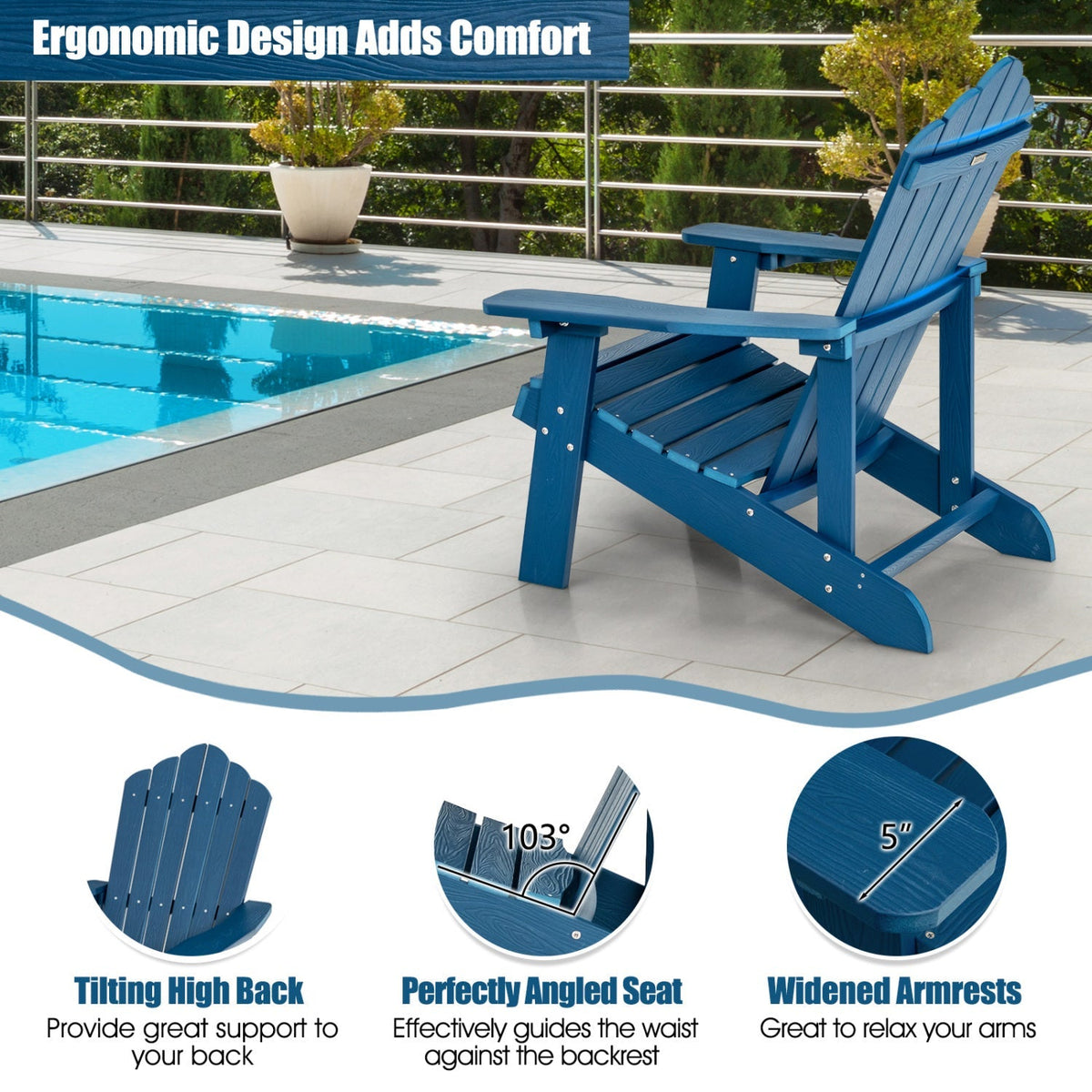 Pair of GBruno Store Adirondack chairs for adults and kids, suitable for patio relaxation and outdoor seating.