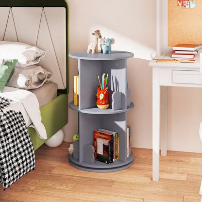Kids GBruno Store 2-tier rotating bookshelf with bear baffles, freestanding kids bookshelf for organizing books and toys.