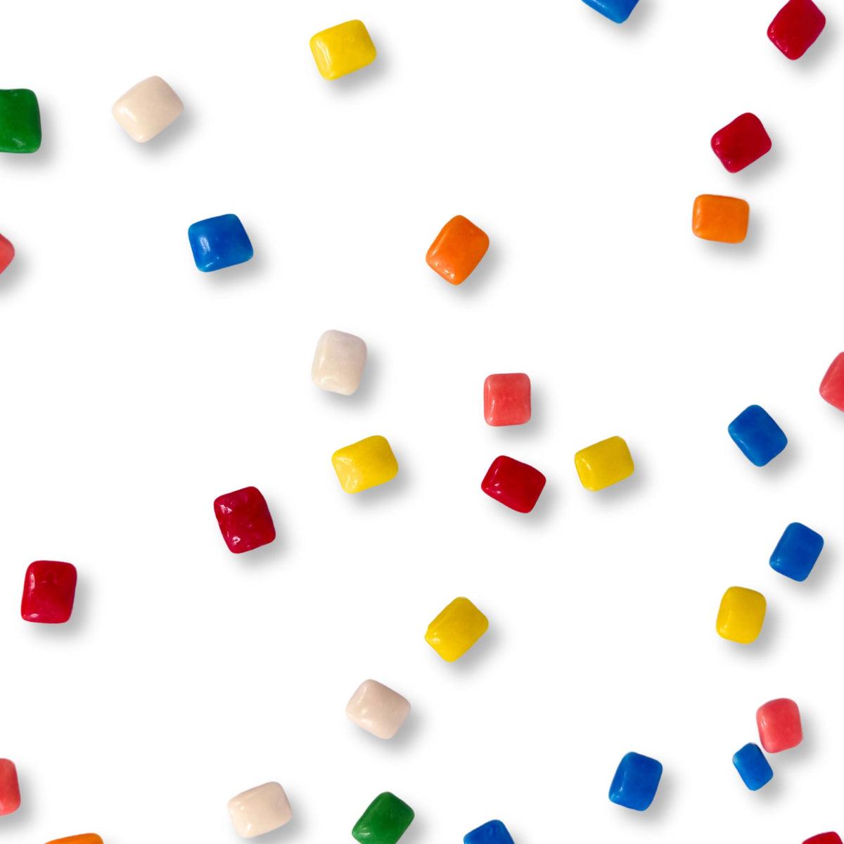 Double Bubble Mini Chiclets chewing gum in assorted fruit flavors, shown in a bulk value bag by Candy In Bulk.