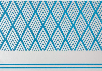 Modern Geometric Blue greeting card by Candy In Bulk featuring abstract blue and white geometric patterns.