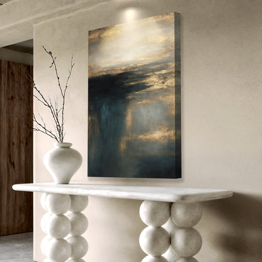 Tailored Canvases Cloudscape Glimmer Wall Art on canvas featuring a dreamy cloud and shimmering design for modern home decor.