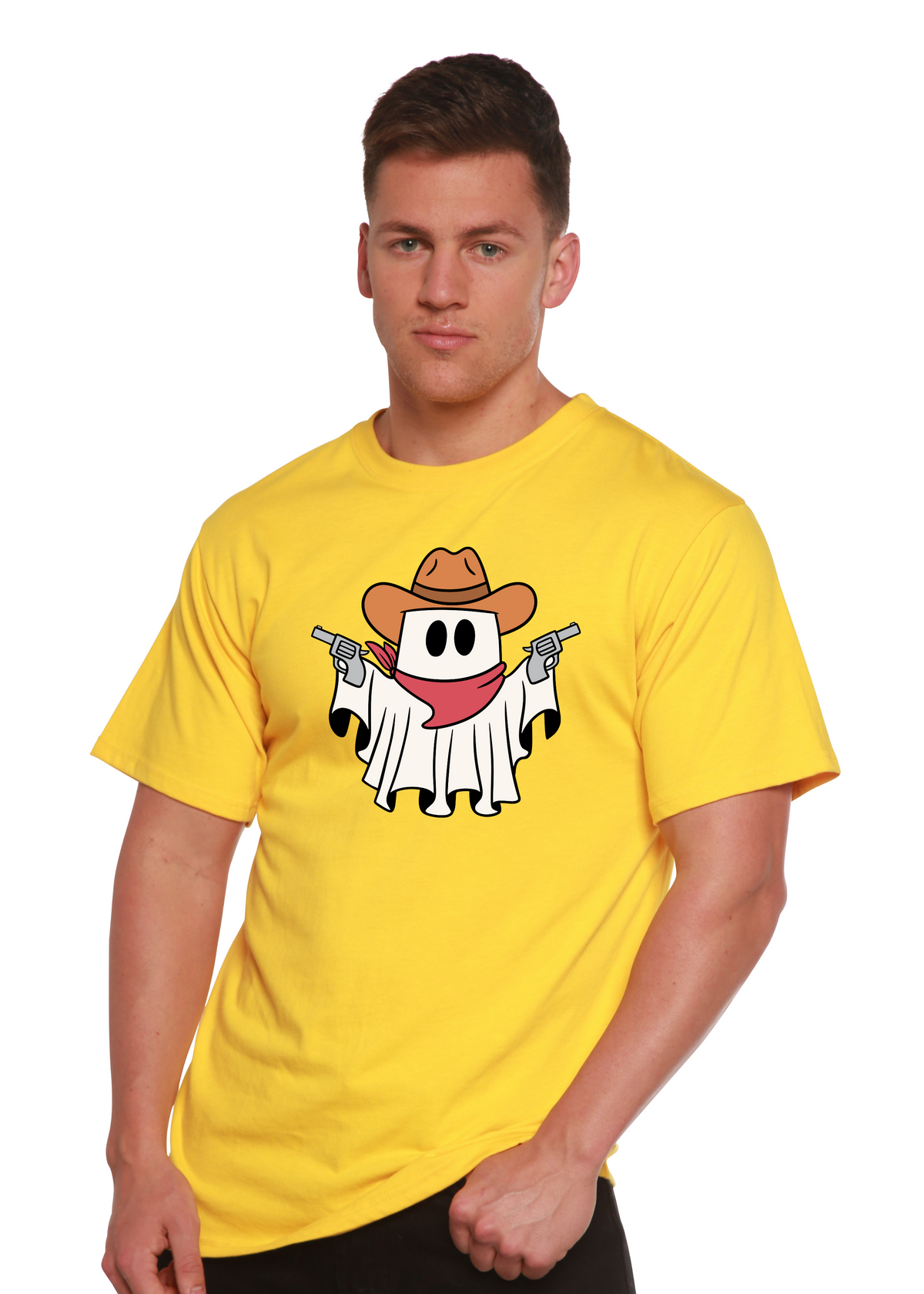 Unisex Cowboy Ghost graphic t-shirt by Spun Bamboo, short sleeve design made from bamboo viscose and organic cotton.