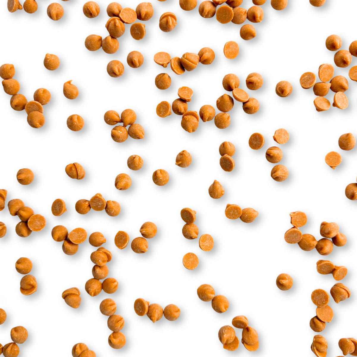Two bags of Candy In Bulk salted caramel baking chips with sweet and salty caramel flavor, suitable for baking and snacking.