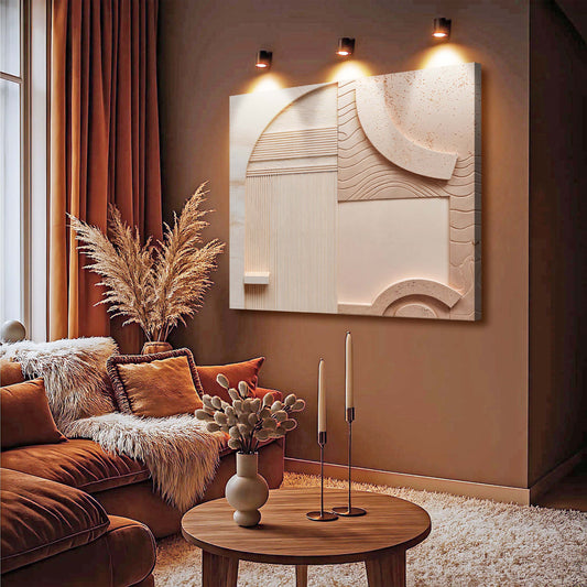Minimalist peach-colored clay wall art on canvas by Tailored Canvases, featuring a simple, modern design for home decor.