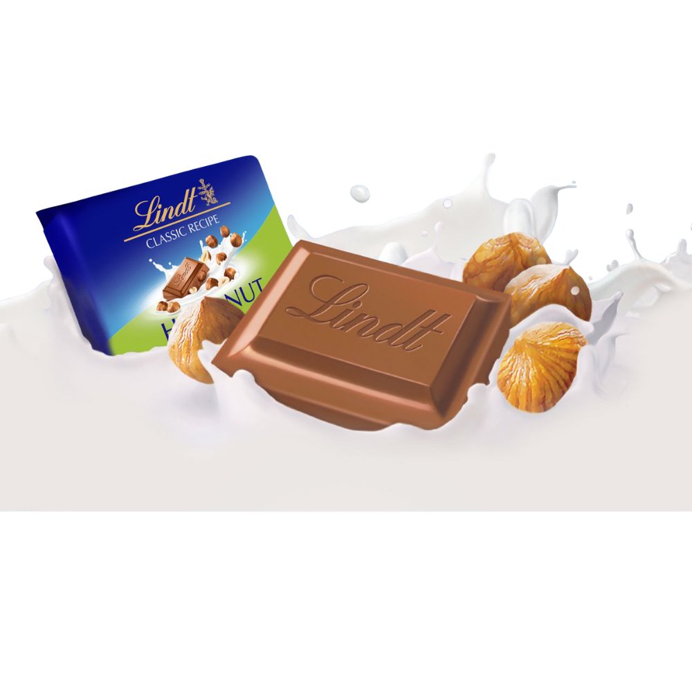 Lindt Classic Recipe Hazelnut Mini Chocolate Bars in bulk, featuring creamy chocolate with crunchy hazelnuts, by Candy In Bulk