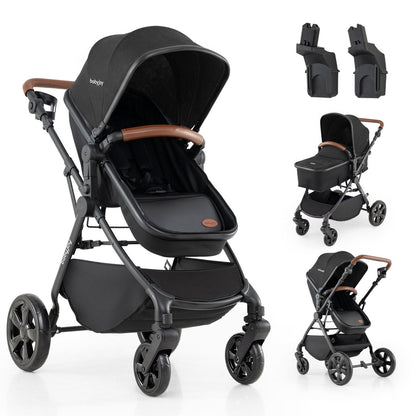 GBruno Store 2-in-1 convertible baby stroller with car seat adapters, featuring adjustable handle and secure seating.