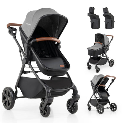 GBruno Store 2-in-1 convertible baby stroller with car seat adapters, foldable design, and adjustable handlebar for easy transport.