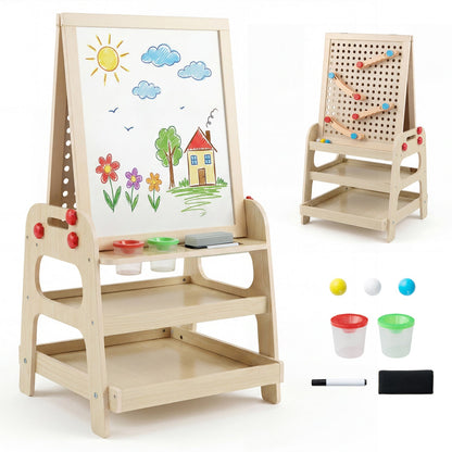 GBruno Store 2-in-1 kids art easel with magnetic whiteboard and marble run for creative play and drawing activities.
