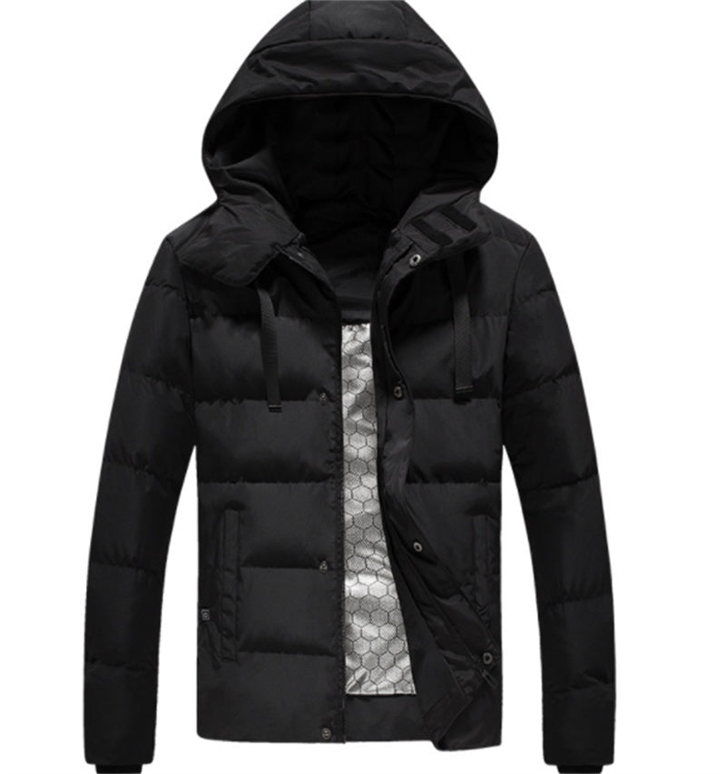 Men's winter fleece padded jacket with thick insulation and heating design