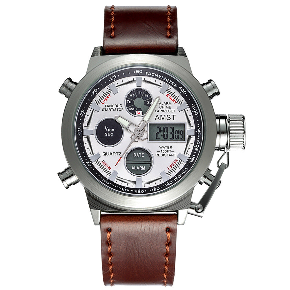 Retro minimalist men's electronic sports watch with stylish business-casual design