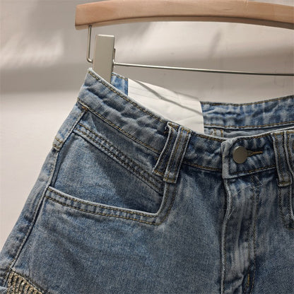 BackupMyFilesNow® 2023 summer high-waisted ripped denim shorts for women, showing front view with distressed details and casual fit.