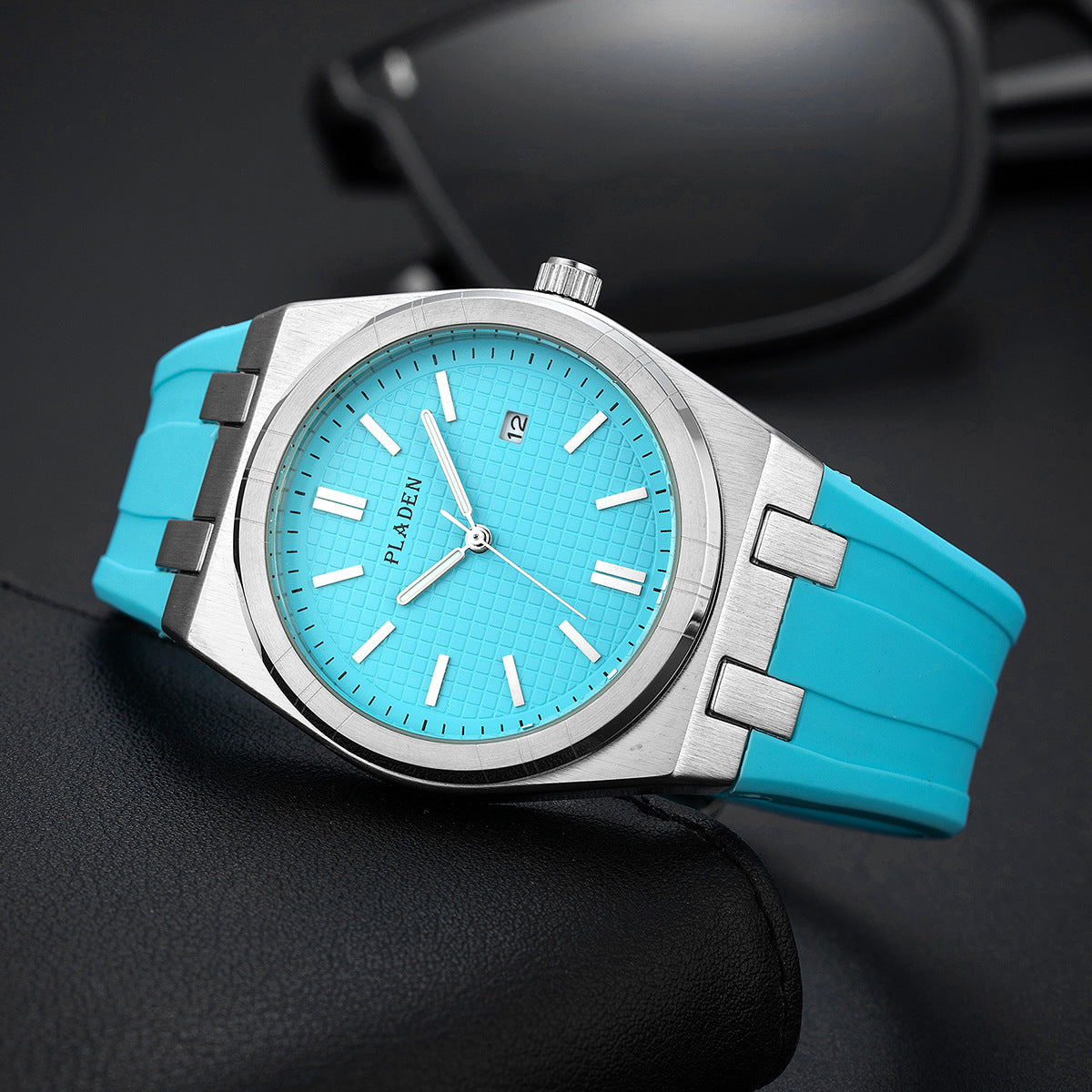 Simple business quartz watch with black silicone strap and minimalist round dial, My Store brand