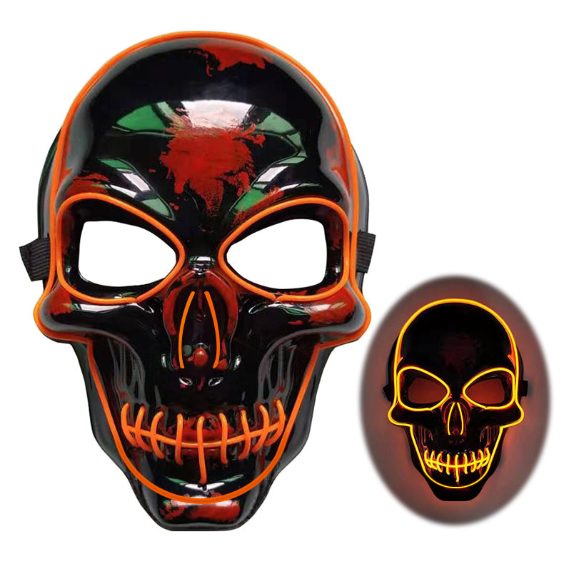 LED glow Halloween skeleton mask with a scary skull design and illuminated facial details