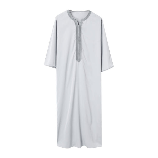 Men’s Fashion Nation embroidered robe, showcasing detailed embroidery and a comfortable full-length design