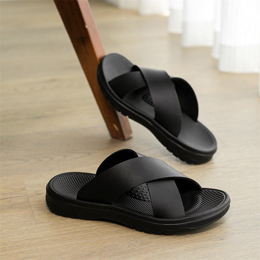 Minimalist open-toe men's beach slide sandals in a simple design