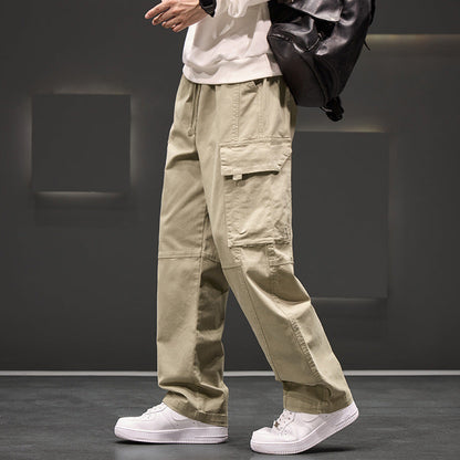 Autumn and winter straight loose oversized cargo pants in a casual neutral design