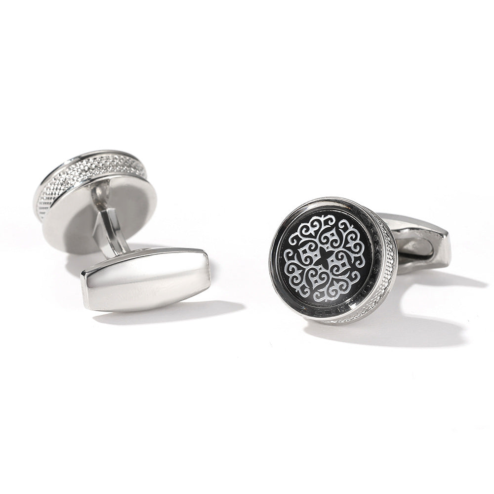Men's round yellow patterned fashion cufflinks by My Store