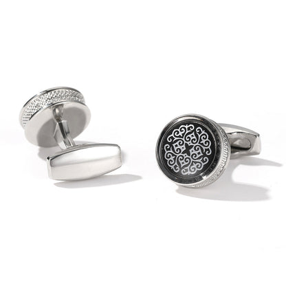 Men's round yellow patterned fashion cufflinks by My Store