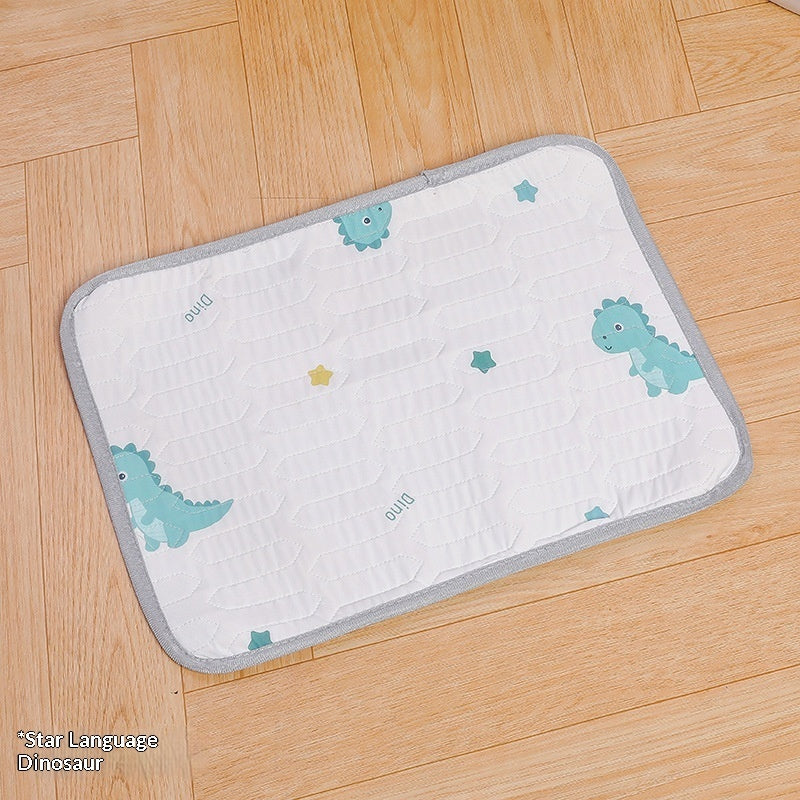 Pet sofa cooling ice silk pad temperature-lowering sleeping mat in blue fabric with raised edges