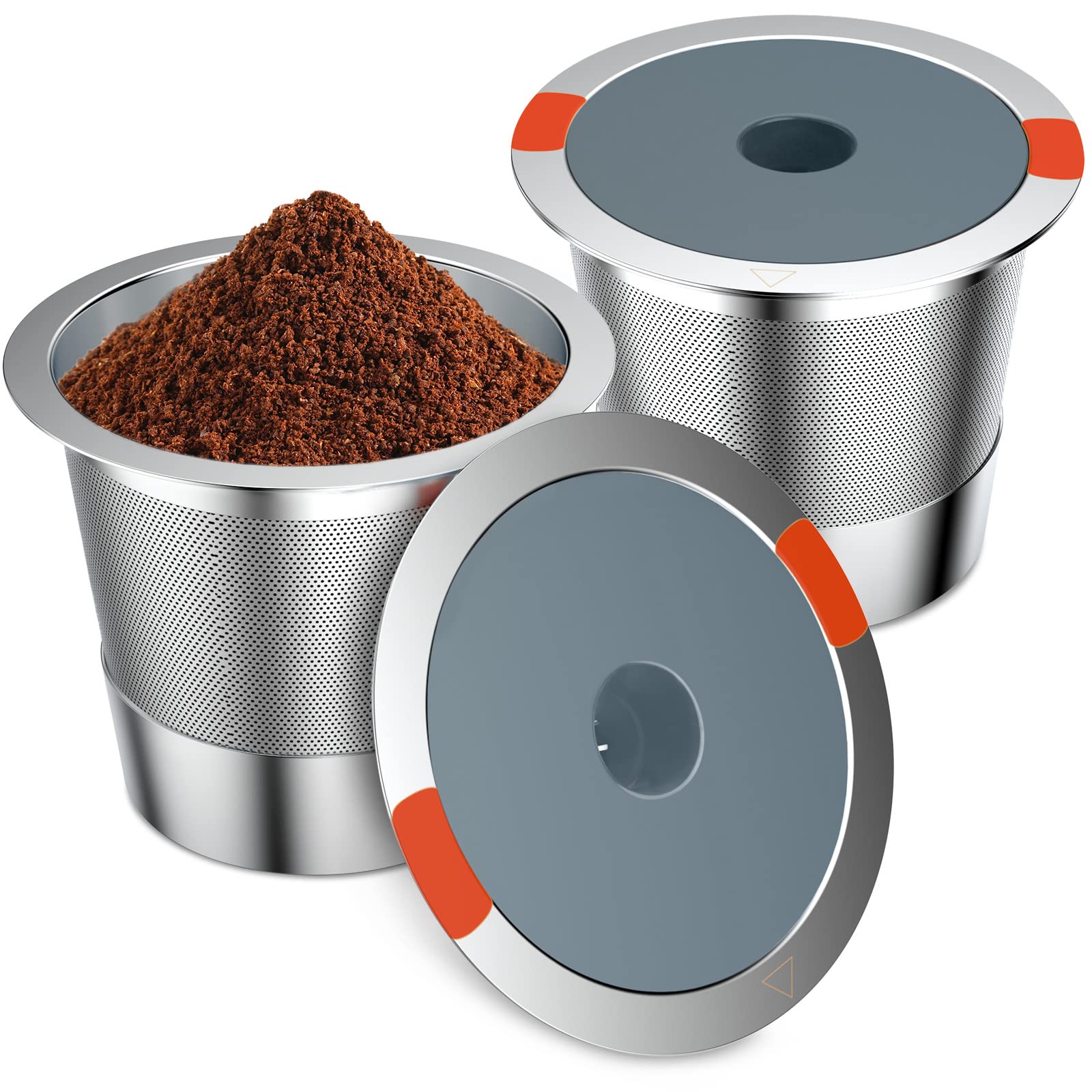 Reusable K Cups Coffee Filter Stainless Steel K Cup Reusable Coffee Pods Filters for Keurig 1.0 & 2.0 Coffee Makers Non-BPA Keurig Reusable Coffee Pods (2 Packs)