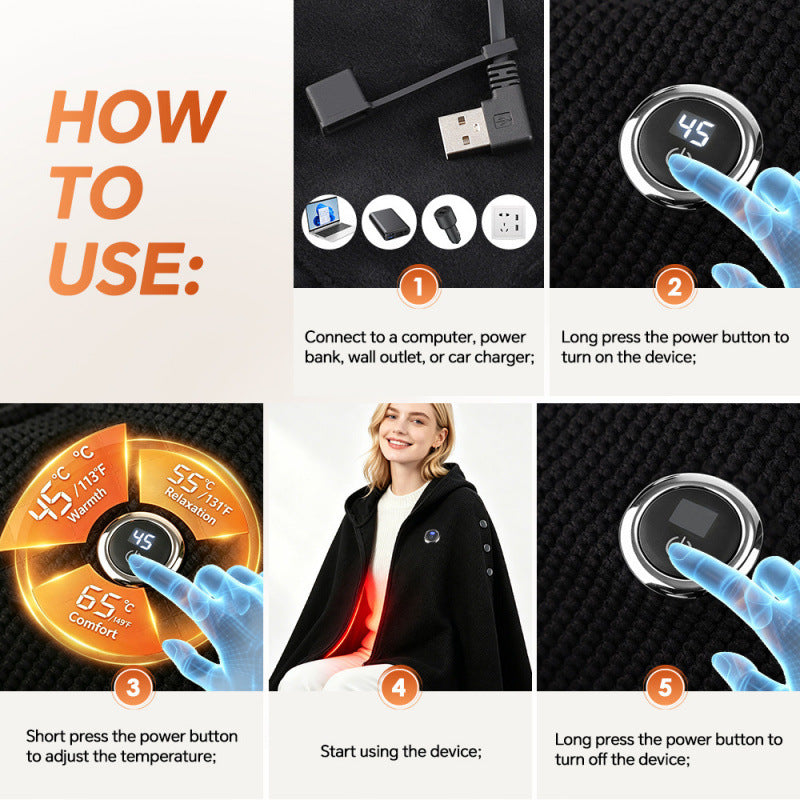 Office Smart Heating Shawl USB heated shoulder wrap by My Store
