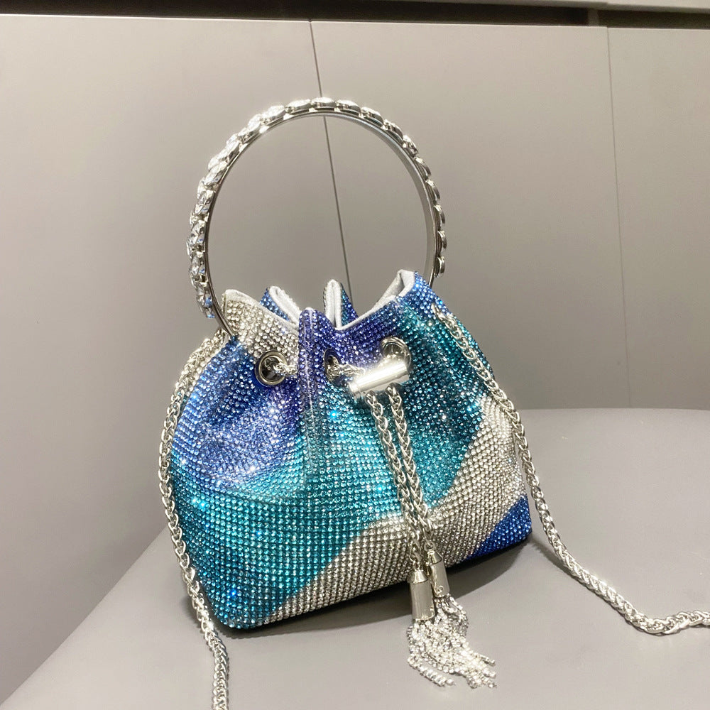 Shiny diamond handbag for women in a European and American style, close-up view