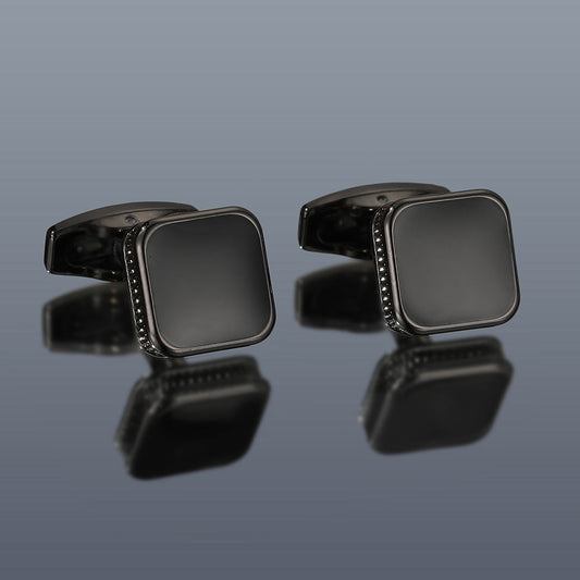 Men's square drop oil cufflinks in a simple fashion design, available in four colors