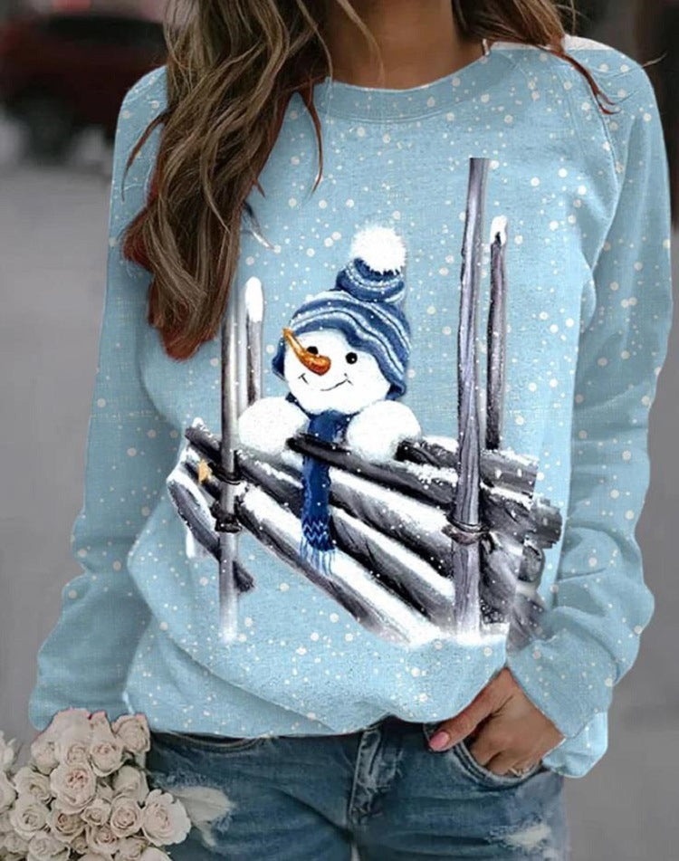Women's long sleeve round neck Christmas sweater with festive seasonal design