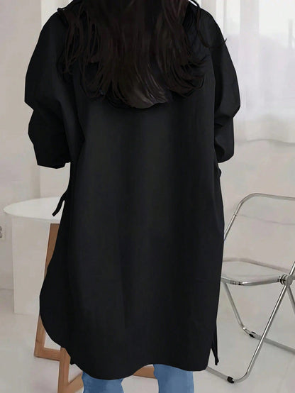 Women's solid color drop shoulder long sleeve shirt by My Store