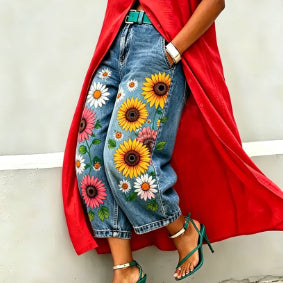 Polyester wide-leg pants by My Store, featuring a relaxed silhouette and smooth fabric texture