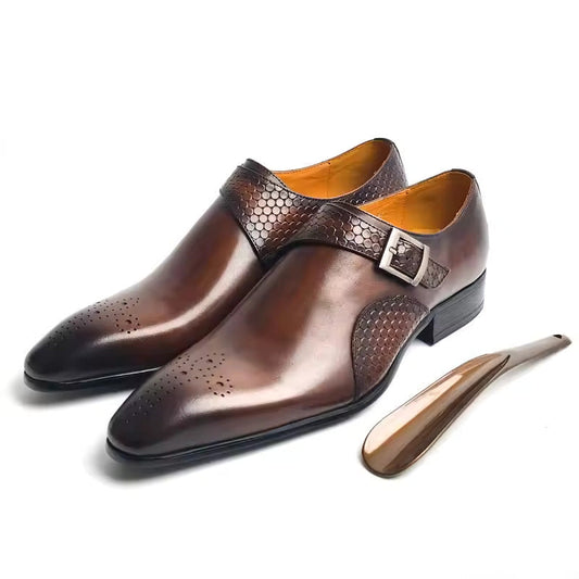 Men's leather casual business shoes for fashionable office wear, brown lace-up footwear geschniegelt