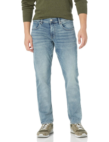 Backview of Hudson Axl Slim Straight Jeans in Canyon color, showcasing classic denim style and fit from BACKUPMYFILESNOW®.