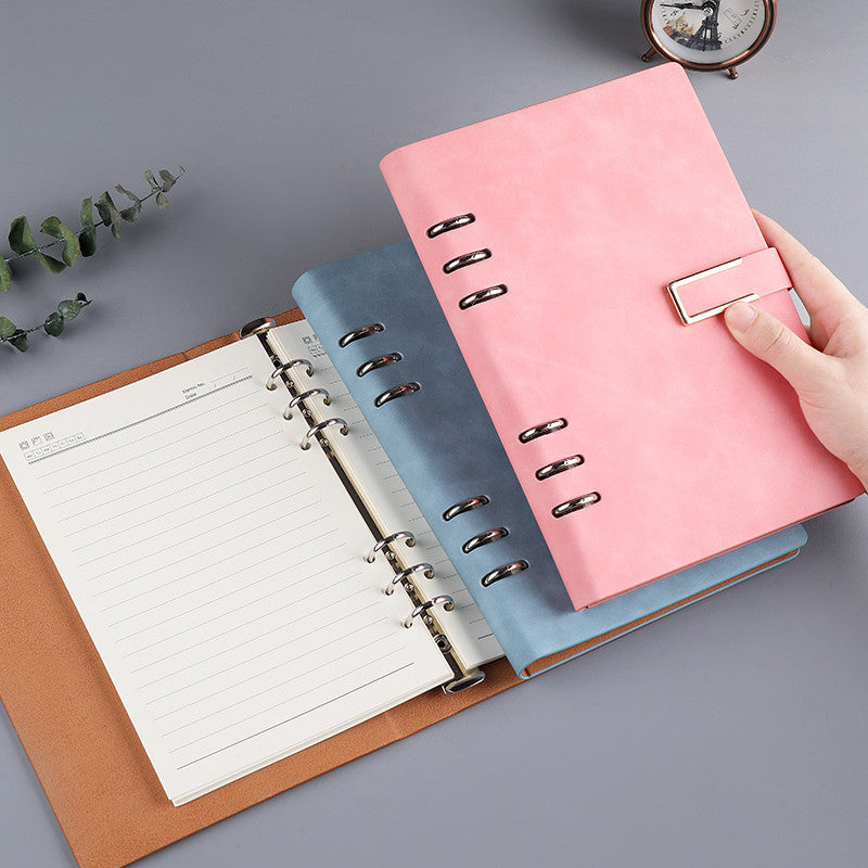 A5 loose-leaf removable notepad for business office meetings, open notebook with lined pages
