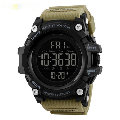 Men's outdoor sports electronic watch with multifunction display and durable black design