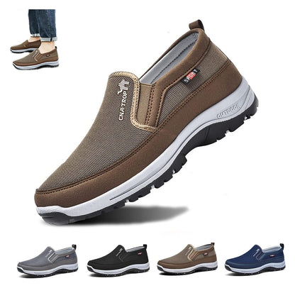 BackUpMyFilesNow® Fosterry men's comfort ortho slip-on shoes with cushioned insoles and casual design, shown in black.