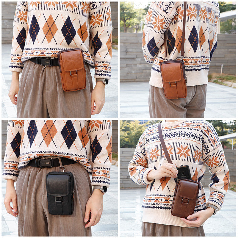 Men's multi-functional belt crossbody working waist bag with multiple compartments and adjustable strap