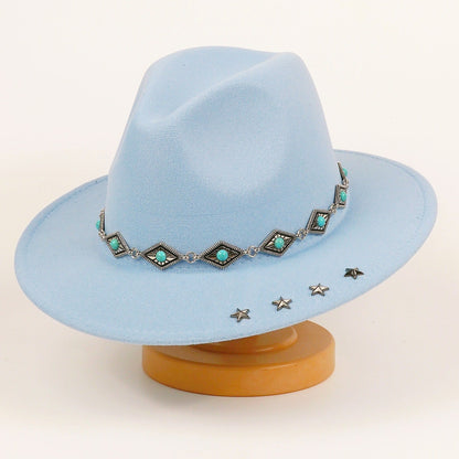 Vintage-patterned denim hat in a fashionable, versatile design