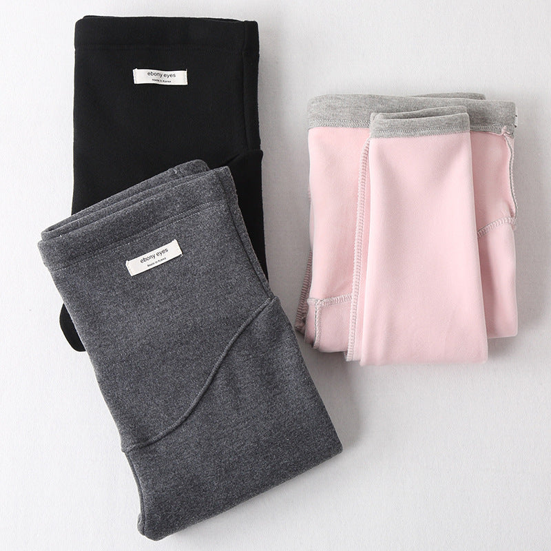Silver fox velvet thickened maternity legging trousers, soft stretchy fabric for pregnant women