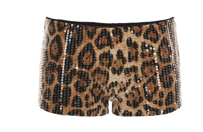 Sequin Leopard Printed Women's Micro Shorts (Single)