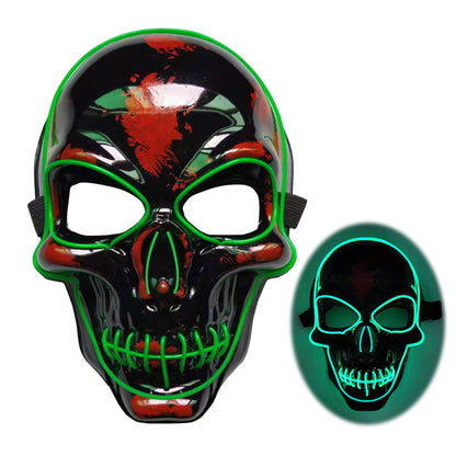 LED glow Halloween skeleton mask with illuminated skull design and scary facial details