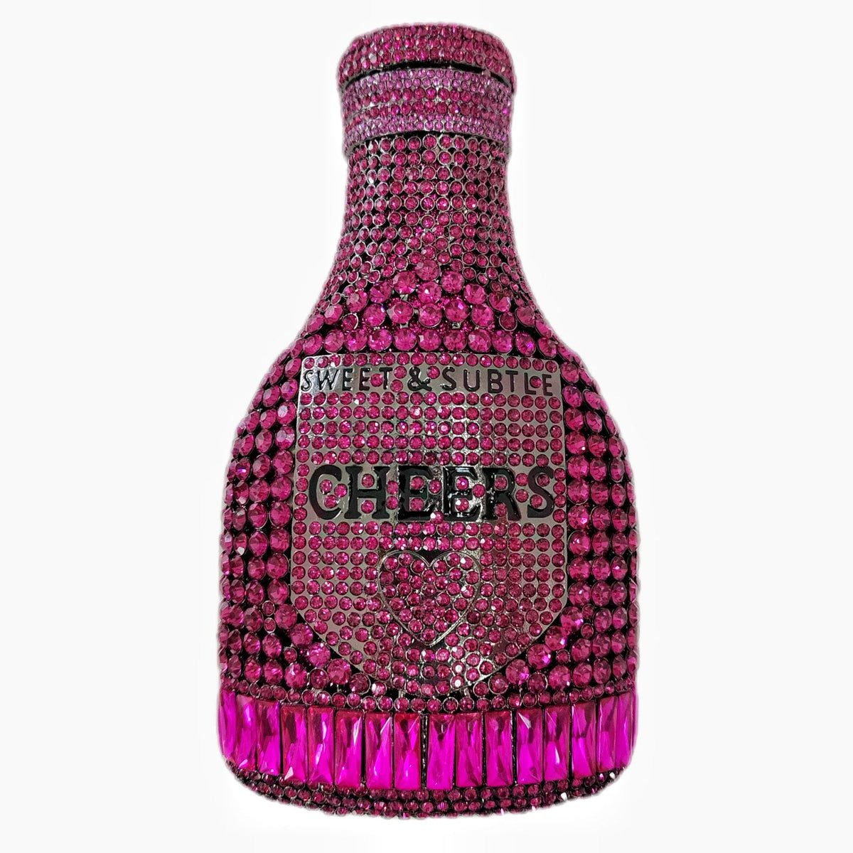 Champagne bottle rhinestone evening clutch women's bag, sparkling bottle-shaped design with a chain strap
