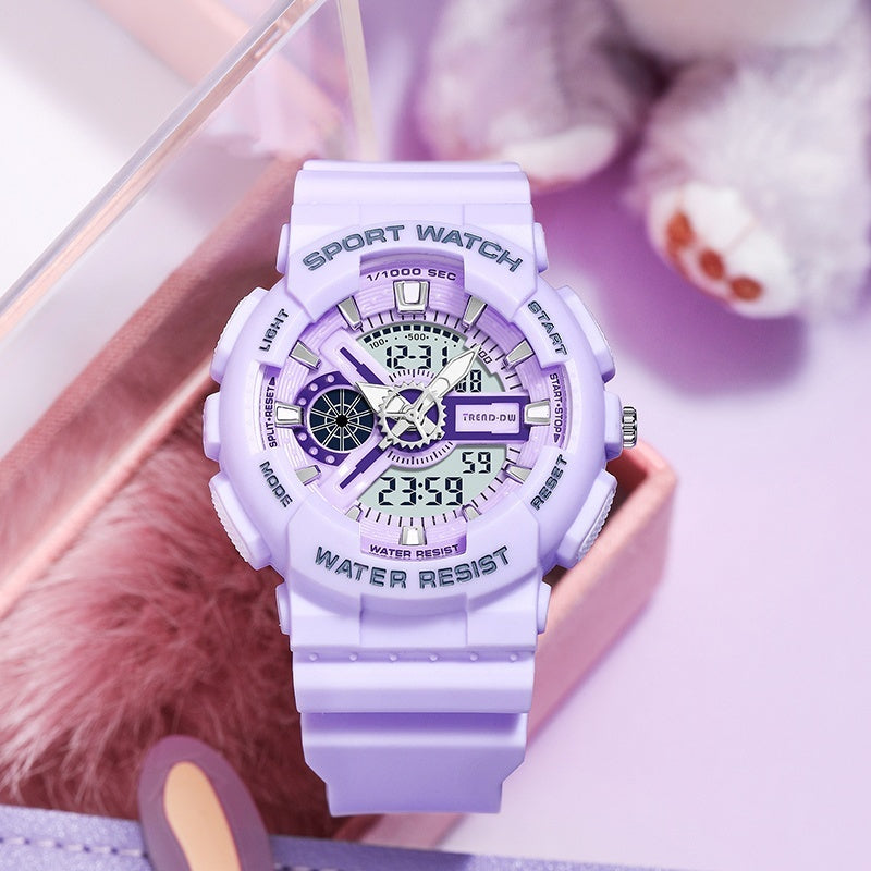 Summer waterproof children’s electronic watch for girls, colorful digital wristwatch with silicone strap
