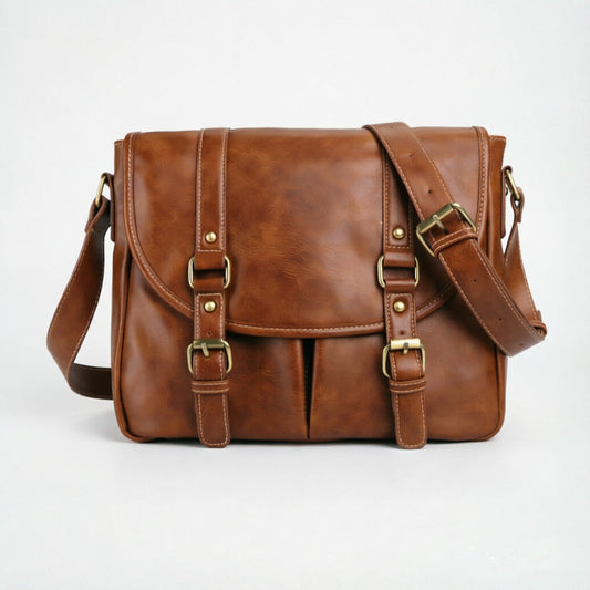 Retro men's shoulder crossbody bag in a compact design with adjustable strap