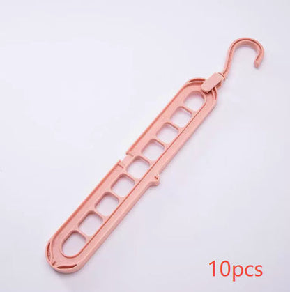 9-hole space-saving clothes hanger organizer for hanging multiple garments vertically