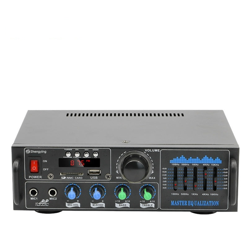 High-power Bluetooth U Disk karaoke amplifier audio system with radio and sound reinforcement controls