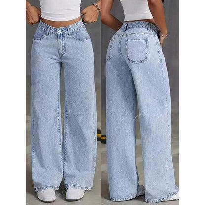 Draped floor-length black straight-leg jeans by My Store