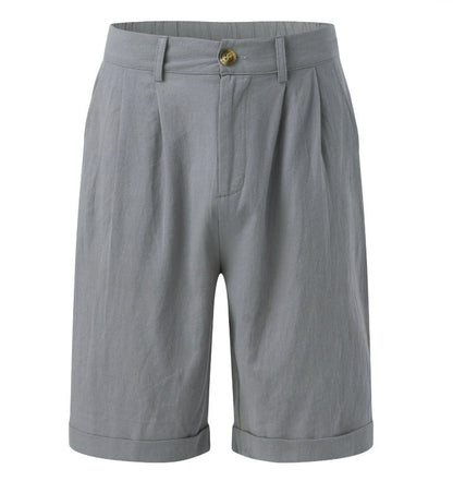 Men's straight leg shorts with pockets, loose fit casual summer dress pants in neutral color