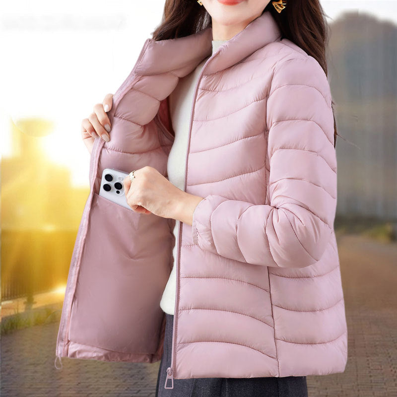 Women's cotton-padded winter coat, relaxed-fit outerwear for middle-aged women