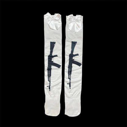 Sweet and edgy Japanese-style printed pantyhose for women, all-season JK-style socks