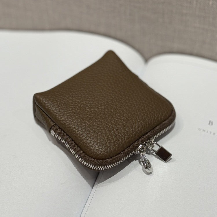 Mini first-layer cowhide jewelry pouch, compact and convenient design